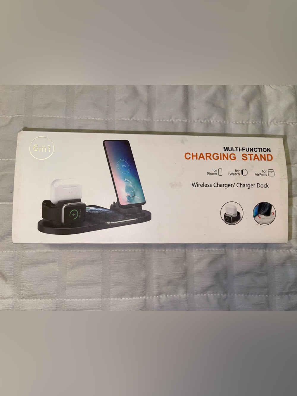Multi-Function 6-in-1 Wireless Charging Stand and Charger Dock- Black